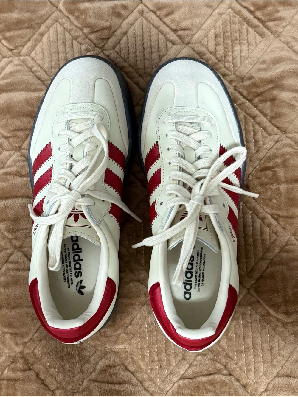 Adidas Samba Cream White/Team Victory Red Leather Sneakers - Picture 3 of 8